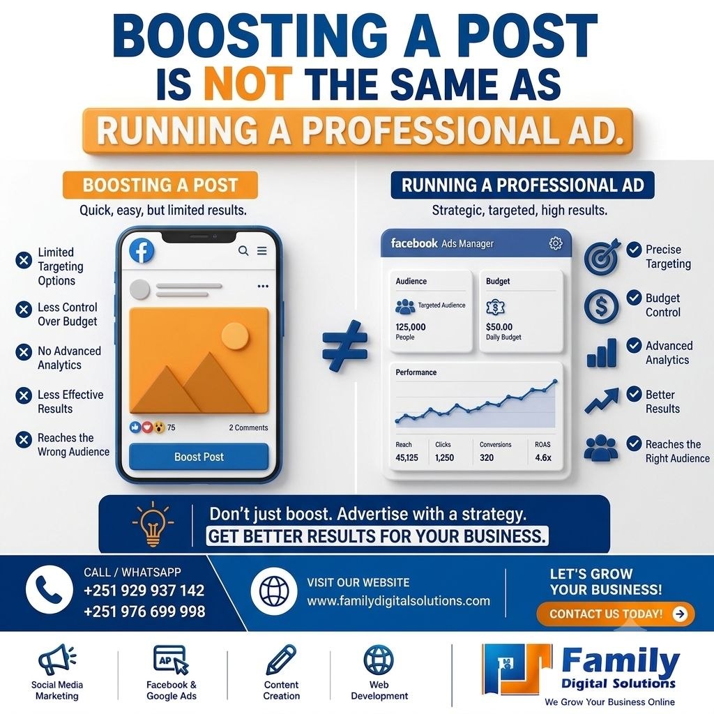 🚨 Boosting a post is NOT the same as running a professional ad!